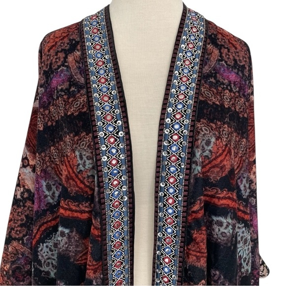 Soft Surroundings Velvet Kimono Topper Open Cardigan One‎ Size Paisley Printed - Picture 3 of 16
